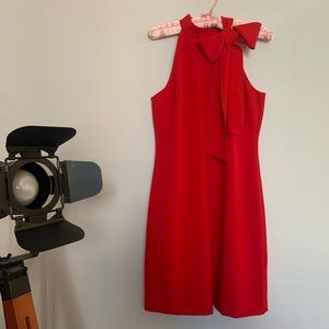 Stunning Red Pussybow Sleeveless Shift Dress